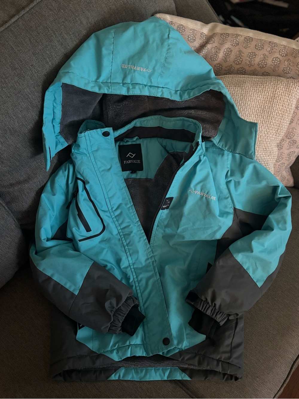 Kids' Teal and Gray Winter/Ski Coat